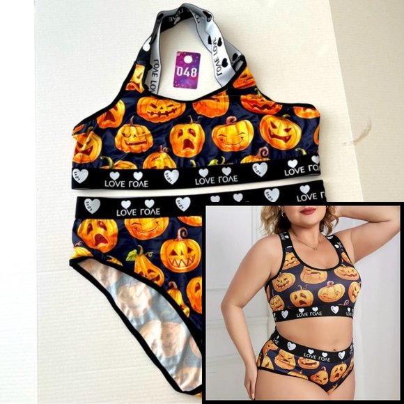 Pumpkin Plus bralette and panty pajamas set pumpkins NWT - Picture 1 of 10